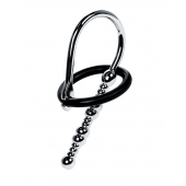 Серебристый уретральный плаг-бусины TOYFA Metal с мягким фиксириющим кольцом - ToyFa - купить с доставкой в Калининграде