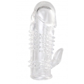 Прозрачная гелевая насадка с шипами и клиторальным отростком - 13 см. - Toyfa Basic - в Калининграде купить с доставкой