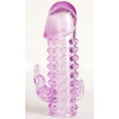 Закрытая фиолетовая насадка с 2 отростками - 13 см. - Toyfa Basic - в Калининграде купить с доставкой