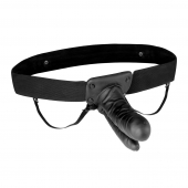 Полый страпон с двумя отростками и вибрацией Unisex Vibrating Hollow Strap-On Double Penetrating Dildo - 17,8 см. - Lux Fetish - купить с доставкой в Калининграде