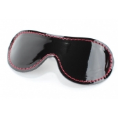 Чёрная перфорированная маска из кожи с красной строчкой - БДСМ Арсенал - купить с доставкой в Калининграде