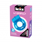 Голубое эрекционное виброкольцо Luxe VIBRO  Кошмар русалки  + презерватив - Luxe - в Калининграде купить с доставкой