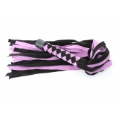 Черно-розовая плеть из замши - 58 см. - БДСМ Арсенал - купить с доставкой в Калининграде