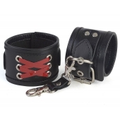 Кожаные наручники с декоративной лаковой шнуровкой - Sitabella - купить с доставкой в Калининграде