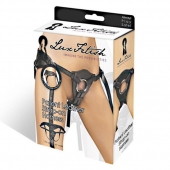 Черные трусики для страпона из патентованной кожи - Lux Fetish - купить с доставкой в Калининграде
