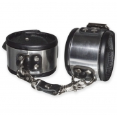 Эффектные серебристо-черные наручники с металлическим блеском - Sitabella - купить с доставкой в Калининграде