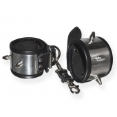 Серебристо-черные наручники с шипами и металлическим блеском - Sitabella - купить с доставкой в Калининграде