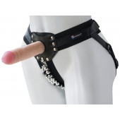 Черный пояс-трусики с насадкой  Гламур Dana  - 15,5 см. - LOVETOY (А-Полимер) - купить с доставкой в Калининграде