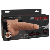 Телесный полый страпон с имитацией эякуляции 7.5  Hollow Squirting Strap-On with Balls Flesh - 21,6 см. - Pipedream - купить с доставкой в Калининграде