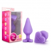 Фиолетовая анальная пробка Naughty Candy Heart Do Me Now - 8,9 см. - Blush Novelties - купить с доставкой в Калининграде