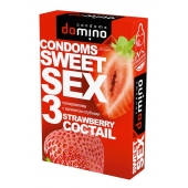 Презервативы для орального секса DOMINO Sweet Sex с ароматом клубничного коктейля  - 3 шт. - Domino - купить с доставкой в Калининграде