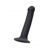 Черный фаллос на присоске Silicone Bendable Dildo M - 18 см. - Strap-on-me - купить с доставкой в Калининграде