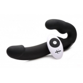 Черный безремневой страпон Urge Silicone Strap On с пультом ДУ - 24 см. - XR Brands - купить с доставкой в Калининграде