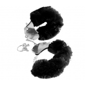 Металлические наручники Furry Love Cuffs с черным мехом - Pipedream - купить с доставкой в Калининграде