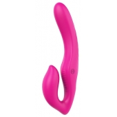 Ярко-розовый безремневой страпон REMOTE DOUBLE DIPPER - 22 см. - Dream Toys - купить с доставкой в Калининграде