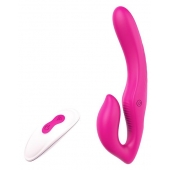 Ярко-розовый безремневой страпон REMOTE DOUBLE DIPPER - 22 см. - Dream Toys - купить с доставкой в Калининграде