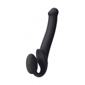 Черный безремневой страпон Silicone Bendable Strap-On M - Strap-on-me - купить с доставкой в Калининграде