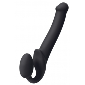 Черный безремневой страпон Silicone Bendable Strap-On M - Strap-on-me - купить с доставкой в Калининграде