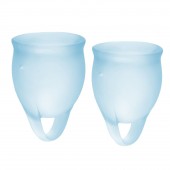 Набор голубых менструальных чаш Feel confident Menstrual Cup - Satisfyer - купить с доставкой в Калининграде