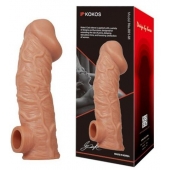 Телесная насадка на фаллос с отверстием для мошонки EXTREME SLEEVE - 17,6 см. - KOKOS - в Калининграде купить с доставкой