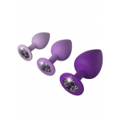 Набор из 3 фиолетовых анальных пробок со стразами Little Gems Trainer Set - Pipedream - купить с доставкой в Калининграде