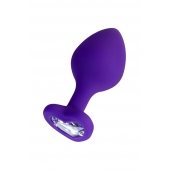 Фиолетовая анальная втулка Diamond Heart с прозрачным кристаллом - 8 см. - ToyFa - купить с доставкой в Калининграде