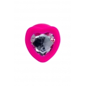 Розовая анальная втулка Diamond Heart с прозрачным кристаллом - 9,5 см. - ToyFa - купить с доставкой в Калининграде