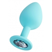 Мятная анальная втулка Brilliant с прозрачным кристаллом - 8 см. - ToyFa - купить с доставкой в Калининграде