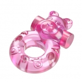 Розовое эрекционное виброкольцо на пенис Pink Bear - Baile - в Калининграде купить с доставкой