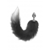 Серебристая анальная пробка с черным хвостом Galaxy - Lola Games - купить с доставкой в Калининграде