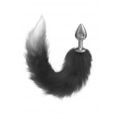 Серебристая анальная пробка с черным хвостом Starlit - Lola Games - купить с доставкой в Калининграде