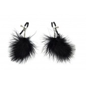 Зажимы на соски с черным пухом Euphoric - Lola Games - купить с доставкой в Калининграде