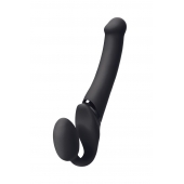 Черный безремневой вибрострапон Silicone Bendable Strap-On M - Strap-on-me - купить с доставкой в Калининграде