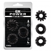 Набор из 3 черных эрекционных колец Gear Up Rings - Chisa - в Калининграде купить с доставкой