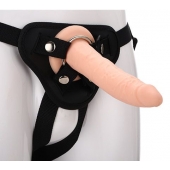 Телесный страпон на черных трусиках STRAP ON REAL DILDO - 20 см. - Dream Toys - купить с доставкой в Калининграде