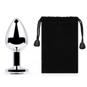 Серебристая анальная пробка с прозрачным стразом - 7,2 см. - Anal Jewelry Plug - купить с доставкой в Калининграде