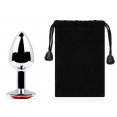 Серебристая анальная пробка с красным стразом - 7,2 см. - Anal Jewelry Plug - купить с доставкой в Калининграде