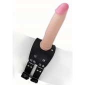Черный узкий пояс на бедро с телесной насадкой - LOVETOY (А-Полимер) - купить с доставкой в Калининграде