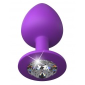 Фиолетовая анальная пробка со стразом Her Little Gem Large Plug - 9,5 см. - Pipedream - купить с доставкой в Калининграде