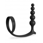 Черная анальная цепочка с эрекционным кольцом Ass-gasm Cockring Anal Beads - Pipedream - в Калининграде купить с доставкой