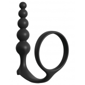 Черная анальная цепочка с эрекционным кольцом Ass-gasm Cockring Anal Beads - Pipedream - в Калининграде купить с доставкой