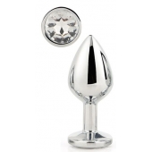Серебристая анальная втулка с прозрачным кристаллом - 7,1 см. - Dream Toys - купить с доставкой в Калининграде
