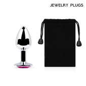 Серебристая анальная пробка с малиновым кристаллом - 7,2 см. - Anal Jewelry Plug - купить с доставкой в Калининграде