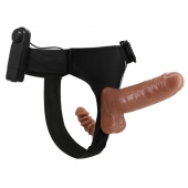 Страпон с вагинальной пробкой и вибрацией Ultra Passionate Harness - 16 см. - Baile - купить с доставкой в Калининграде