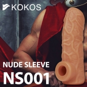 Телесная открытая насадка-реалистик с подхватом мошонки Nude Sleeve L - 14 см. - KOKOS - в Калининграде купить с доставкой