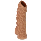 Телесная насадка с венками и открытой головкой Nude Sleeve M - 12 см. - KOKOS - в Калининграде купить с доставкой