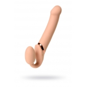 Телесный безремневой вибрострапон Vibrating Bendable Strap-On L - Strap-on-me - купить с доставкой в Калининграде