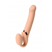 Телесный безремневой вибрострапон Vibrating Bendable Strap-On L - Strap-on-me - купить с доставкой в Калининграде