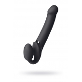 Черный безремневой вибрострапон Vibrating Bendable Strap-On L - Strap-on-me - купить с доставкой в Калининграде