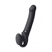 Черный безремневой вибрострапон Vibrating Bendable Strap-On L - Strap-on-me - купить с доставкой в Калининграде